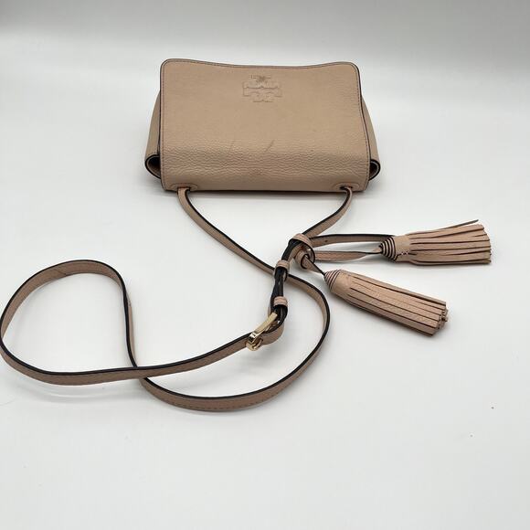 TORY BURCH Leather Thea Crossbody Bag, Beige - Picture 4 of 10